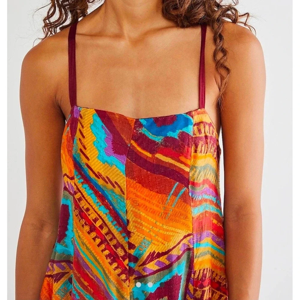 Free People Sahara Desert Maxi Western Cowgirl Boho Handkerchief Hem Retro Indie - Picture 2 of 7